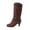 Brown, variant on Womens Slouchy Tall Boots Round Toe Faux Suede Boots Kitten Heel Studded Cross Straps Pull On Womens Shoes for Rock Vintage Outfits