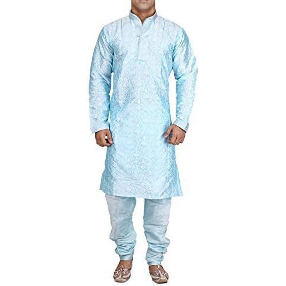 Royal Kurta Men's Silk Blend Sherwani (ROYAL_214_Blue_Large)