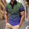thumbnail image 2 of FUZHIQ Men's Polo Shirts Short Sleeve Gradient Vertical Striped Print Casual Golf Polo Breathable Soft Fabric Business Work Daily Wear Fashion Collared Shirt,XXL, 2 of 6