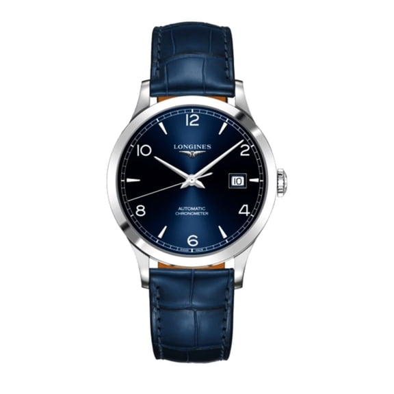 Longines Record Blue Dial Blue Leather Strap Men's Watch L2.821.4.96.4