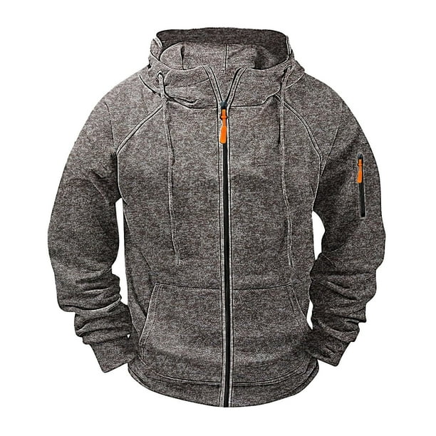 pstuiky manga larga de hombre, Sudadera deportiva de manga larga con capucha y bolsillos múltiples para hombre, estilo cargo, informal, para entrenamiento salir tops m
