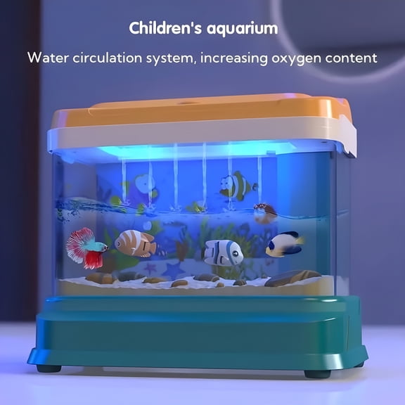 ACDANC Baby Aquarium Toy-Electric Fake Fish Tank Set with 2 Fishing Rods,Music&Led Lights for Toddlers-Perfect Gift for Boys&Girls