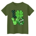 thumbnail image 3 of Kids St. Patrick's Day Shirts Girls Irish Shamrock Graphic Shirts Loose Fit Short Sleeve Clover Tops Cute Summer St Patrick's Day Clothes,Army Green 7-8 Years, 3 of 4