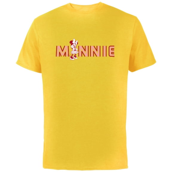 Disney Minnie Mouse Classic Retro Sassy Pose in Name - Short Sleeve Cotton T-Shirt for Adults - Customized-Yellow