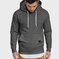 thumbnail image 2 of Mens Sweat Shirts Crewneck Sweatshirt Men Men's Hooded Sweatshirt Casual Long Sleeve Pullover Hoodies Drawstring Collar Kanga Pocket Fashion Shirts, 2 of 6