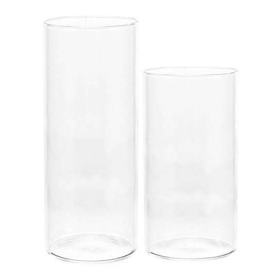 EXHUMKY BERTDOMD 2Pcs Simple Transparent Glass Cylindrical Votive Holders for Special Occasions