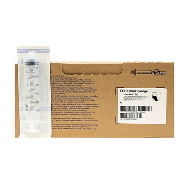 BD 60ml (CC) SYRINGE ONLY Leur Lock Tip Box of 40