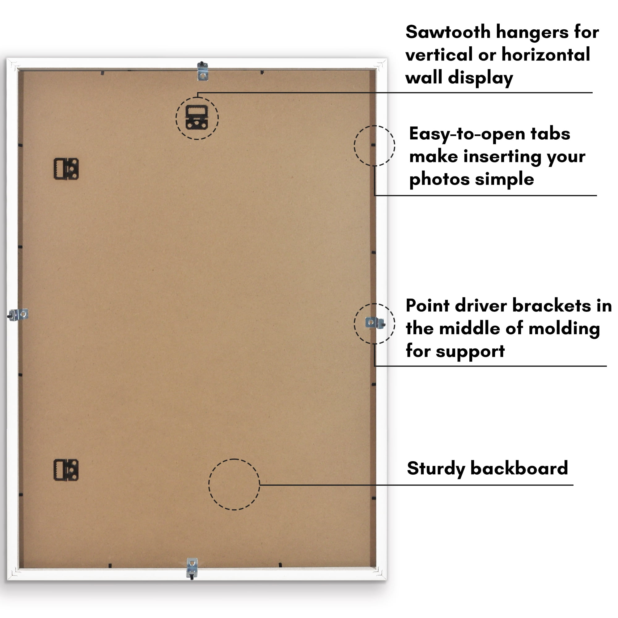 Americanflat 20" x 28" Gallery-Style Picture Frame with Mat to Secure Artwork, Prints, and Photos - White