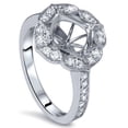 thumbnail image 2 of Pompeii 1/2ct Antique Halo Diamond Engagement Ring Setting 14K White Gold (G/H,SI1-SI2), 2 of 4