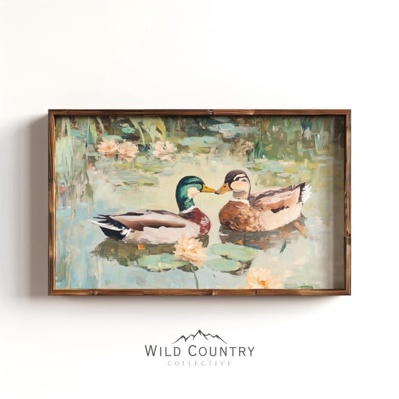 PosterArt Love Birds Mallard Poster Farmhouse Couples Wall Art Vintage Bird Print Rustic His and Hers Decor, 8x12 UNFRAMED