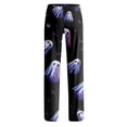 thumbnail image 6 of OIOLOYJM Halloween Womens Pajama Pants Ghost Print Wide-Leg Cute Sleeping Soft Pajama Bottoms Party Stretch Casual Elastic Waist Joggers Purple XL, 6 of 7