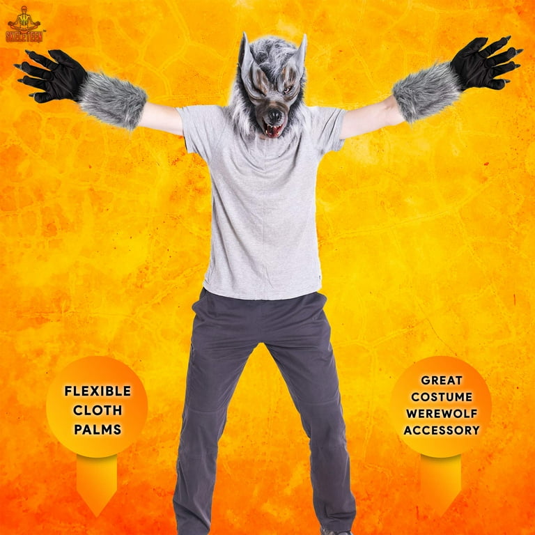 Skeleteen Werewolf Hairy Hand Paws Gloves Accessory