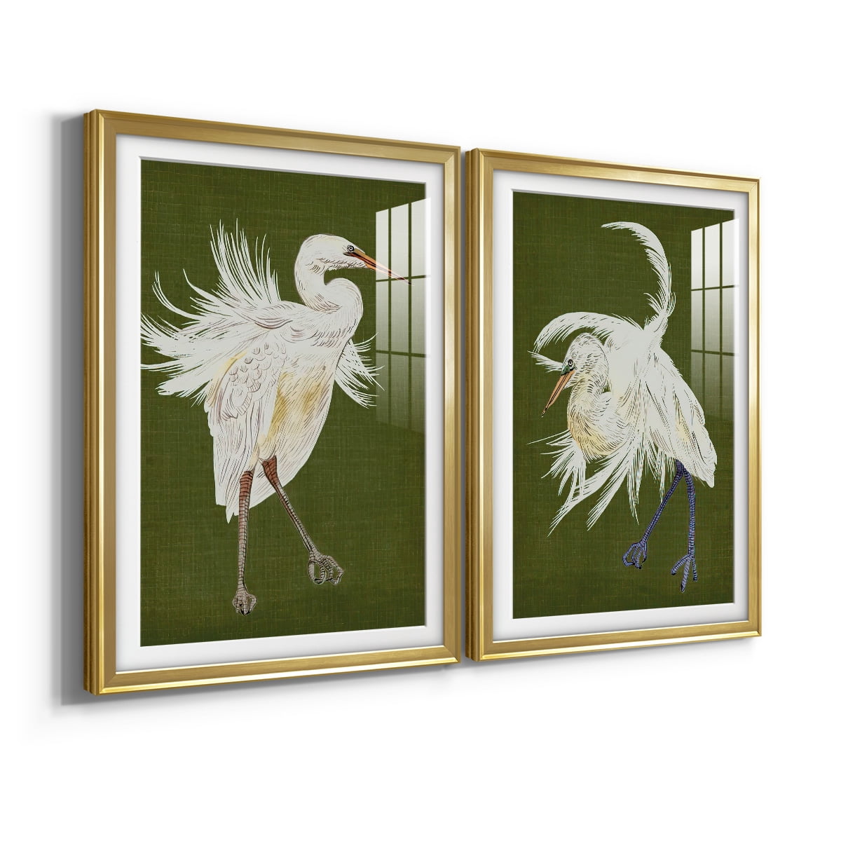 Wexford Home Heron Plumage I Premium Framed Print, 26.5" x 36.5" - Ready to Hang, Gold (Set of 2)