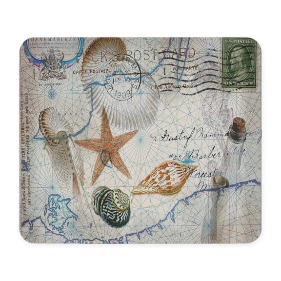 CafePress - Vintage Nautical Beach Sea Shells Mousepad - Non-slip Rubber Mousepad, Gaming Mouse Pad