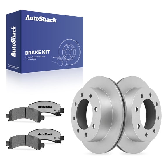 AutoShack Rear Vented Coated Brake Rotors   Ceramic Pads 6-PC Brake Kit Replacement for 2003-2017 Chevrolet Express 3500 2003-2017 Chevrolet Express 2500 ArmorStop 12.99" (330 mm)