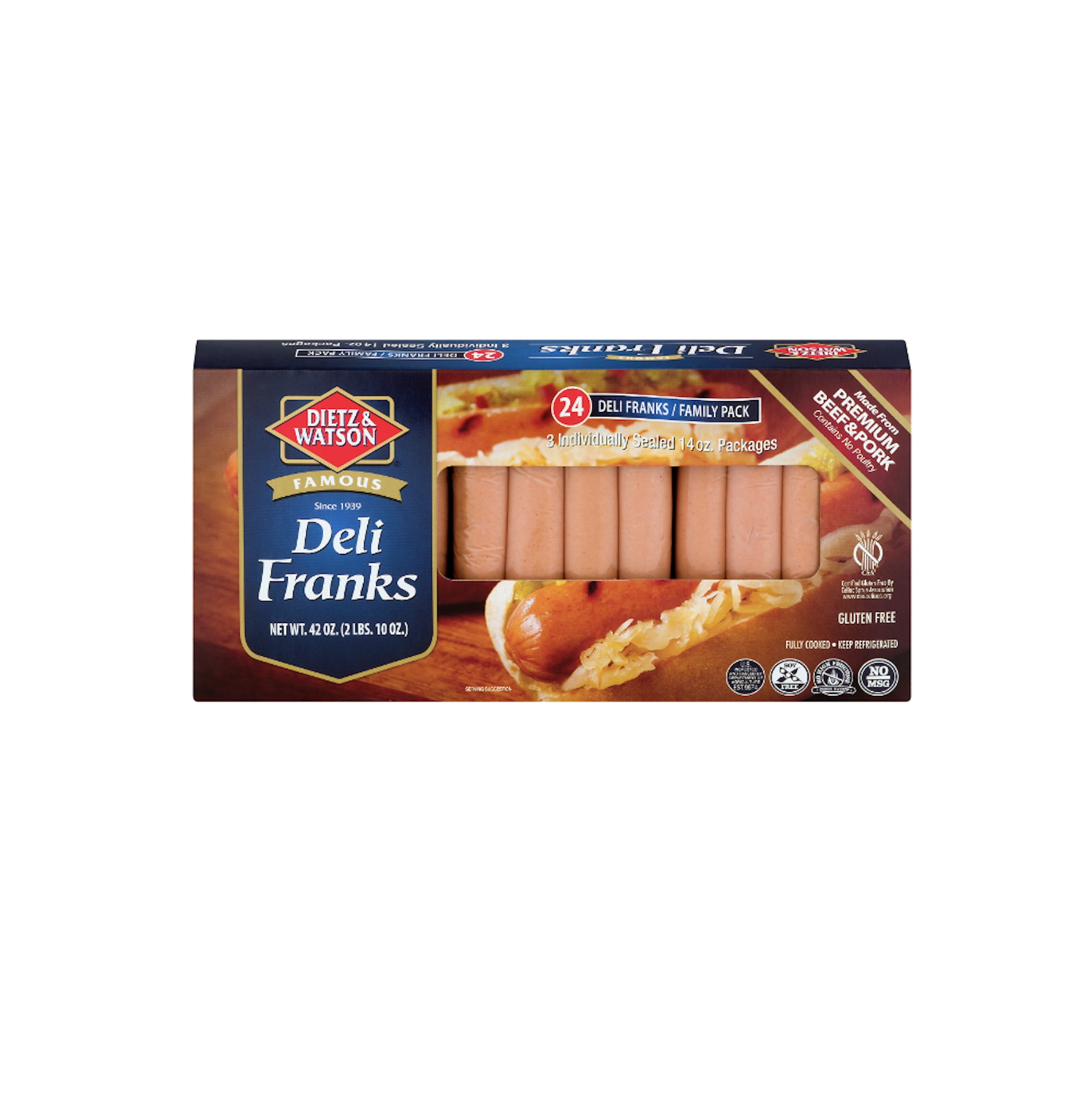 Dietz & Watson Deli Hot Dog Franks, 42 oz, (Fully Cooked)