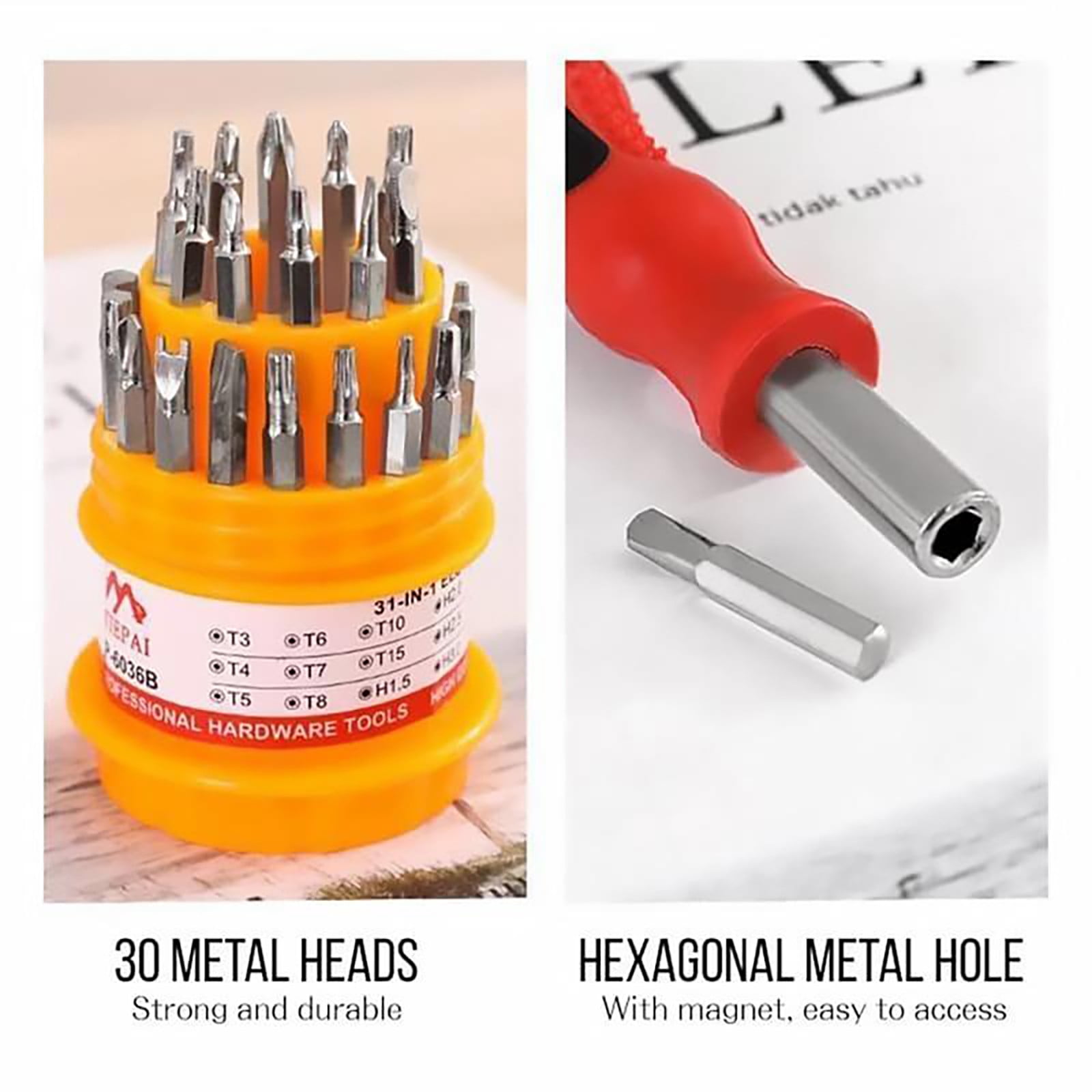 HCBY 5 Screwdriver Set, 31-in-1 Multifunctional Tool Kit, 30 Magnetic Precision Bits with Non Slip Handle, Perfect for Phone Computer Eyeglasses Electronics Repair