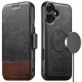 thumbnail image 5 of Dteck Magnetic Wallet Case for iPhone 16, Shockproof PU Leather TPU Wireless Charging Card & Cash Slots Anti-Scratch Rugged Protection Case, Black, 5 of 12