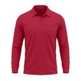 thumbnail image 5 of GEWSEY Mens Polo Shirt Long Sleeve Athletic Breathable Collar Golf Shirt Performance, Moisture Wicking, Business Casual, Collared Shirt, Soft (Wine, XXL), 5 of 8