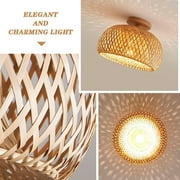 IC INSTANT COACH Rattan Semi Flush Mount Ceiling Light, Mini Bamboo Ceiling Light Fixture, Handmade Boho Rattan Light Chandelier, Farmhouse Light Fixtures for Bedroom Kids Room Hallway Corridor Passwa
