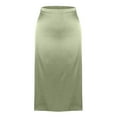thumbnail image 6 of Elvqul Womens Satin Skirts Silk Army Green Solid Plus Size Midi Fashion Skirts, 6 of 6