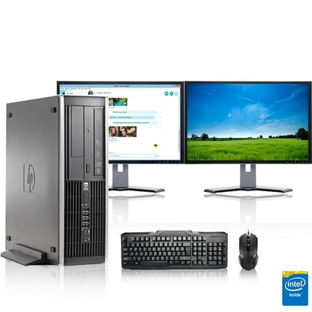 HP DC Desktop Computer 3.2 GHz Core I5 Tower PC, 8GB, 1TB HDD, Windows 10 Home x64, 19" Dual Monitor , Wireless Mouse & Keyboard - Refurbished