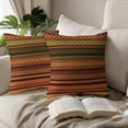 thumbnail image 5 of Brown Green Red Pillow Covers 18x18 Inch Set of 2 Bohemian Multicolor Stripes Decorative Throw Pillows Retro Southwest Geometric Boho Mexican Pillow Cases Home Decor for Sofa Couch Outdoor, 5 of 6