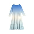 thumbnail image 4 of XADYUY Girls Maxi Dresses 10-12 Casual A-Line Long Sleeve Girls Long Dresses Gradient Crew Neck Sundresses Holiday Tiered Dresses with Pockets,Light Blue, 4 of 5