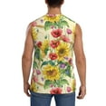 thumbnail image 4 of Lsque Sunflower Cornflower Poppy Print Men's Cotton Blend Sleeveless Muscle Shirts (S-3XL)- Moisture Wicking, Odor Protection, UPF 30+,XX-Large, 4 of 8
