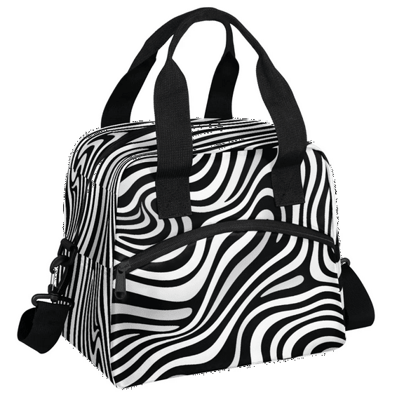 Herdesigns Zebra Printed Insulated Lunch Bag for Women Men Adult, Reusable Insulated Cooler Lunch Box Lunch Tote Bag for Work Picnic Beach