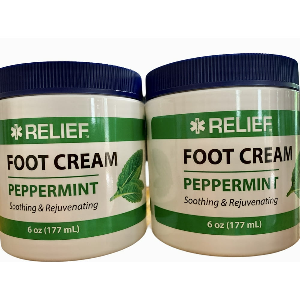 Relief Foot Cream Peppermint Soothing & Rejuvenating 6 oz Pack Of 2 (2