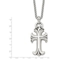 thumbnail image 4 of Chisel Stainless Steel Antiqued and Polished Cross Pendant on a Spiga Chain Necklace - 24", 4 of 7