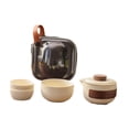 thumbnail image 1 of Tnarru Portable Tea Set with Case Teacups Ceramics Kung Fu Tea Set Convenient Teaware Handmade Tea Pot with Case for Business Travel Three Teacups Set, 1 of 8