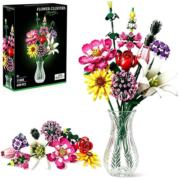 Flower Bouquet Building Set, 699 Psc Bouquet Compatible with Lego, Ideal Gift for Valentine's Day, Birthday, Mother's Day, Girls, Women and Adults 6