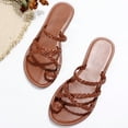 thumbnail image 6 of Summer Sandals For Women Casual Versatile Plus Size Solid Color Pearl Round Toe Open Toe Flat Weave Summer Indoor And Outdoor Beach Essentials Sandals for Women (Foundations), 6 of 8