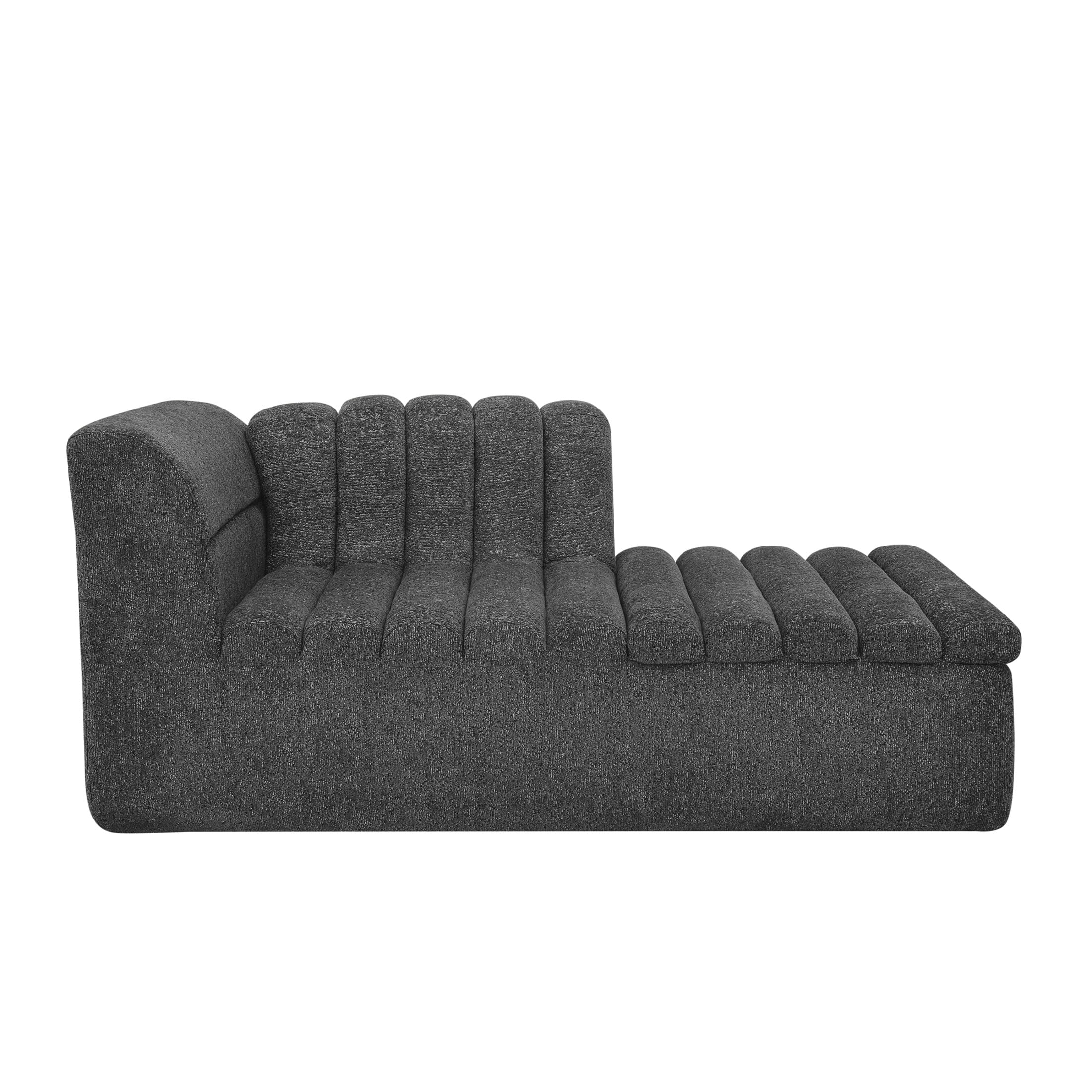 Noble House Arvion 106" L-Shaped Modular Sectional Sofa, Chenille Boneless Couch with Wave-Shaped Armrest, Black