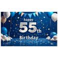 thumbnail image 2 of Blue and Silver Happy 55th Birthday Backdrop Banner with Balloon Elements Party Supplies Photography Props Birthday Decoration Photo Background Decorations, 2 of 7