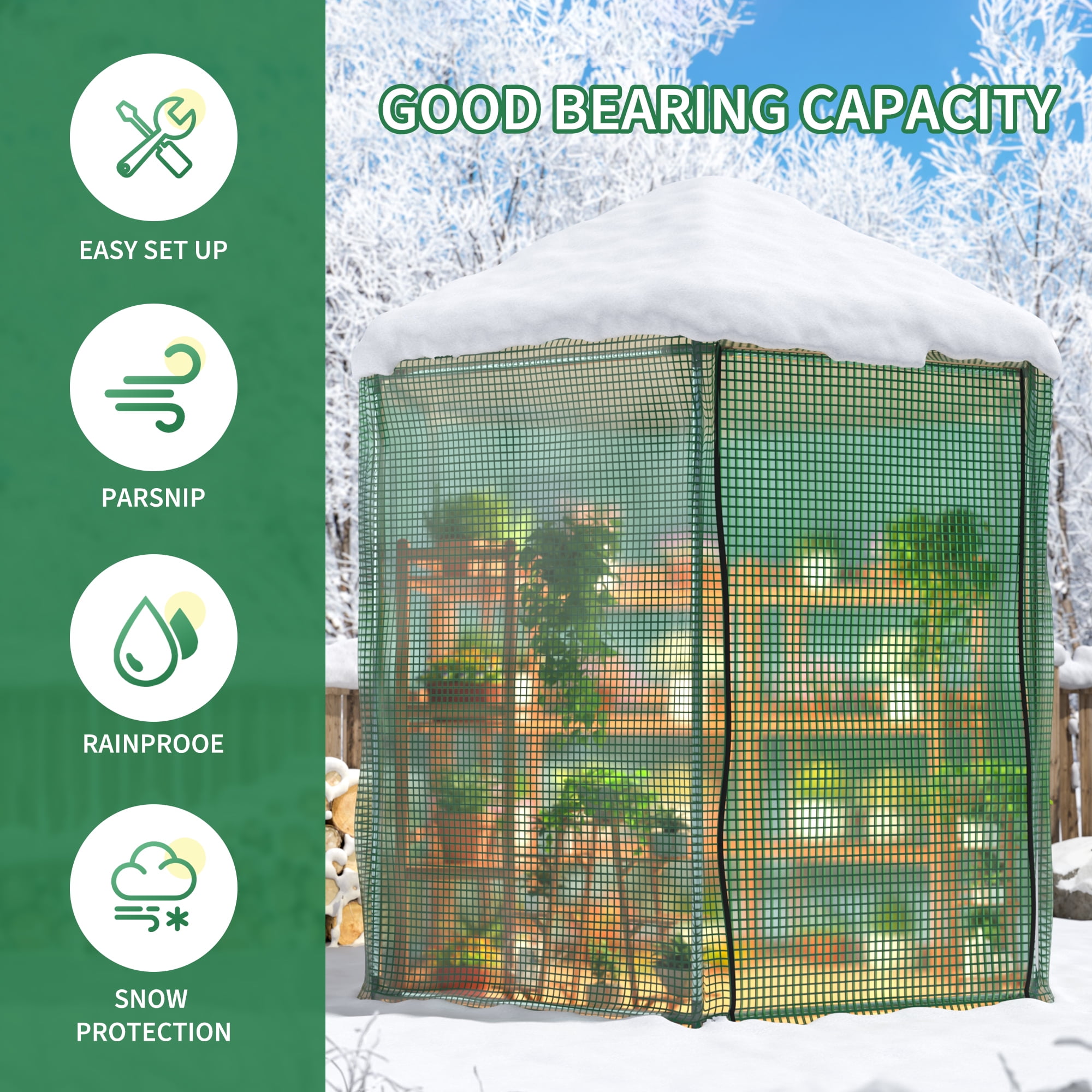 Polar Aurora 7x7x7.3 ft Walk-in Greenhouse,With Heavy-Duty Metal Frame and 180g Double Layer PE Cover, Indoor and Outdoor Green house Kit for Garden/Patio/Backyard
