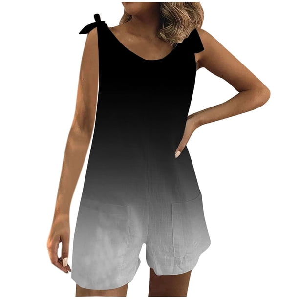 Mameluco de bolsillo con estampado informal para mujer Mono corto sin mangas con vendaje Mono Fridja fhjkhfk460406
