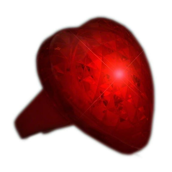 Huge Pulsing Heart Gem Light Up Ring, Red