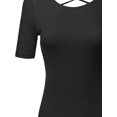 thumbnail image 3 of FashionOutfit Women's Solid Soft Stretch Short Sleeve Cross Strap Back T-shirt Top, 3 of 3