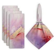 Bahomeck Cloth Napkins Set Of 4,18*18 Inch Washable Polyester Napkins Dining Table Napkins Weddings Party Dinner Parties(Abstract Painting Of Pink And Gold Flowing Shapes)