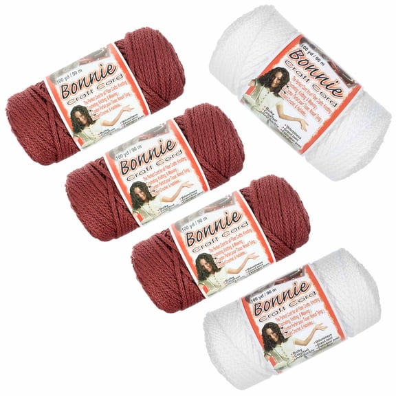 Craft County - Bonnie Macrame Cord - 4mm or 6mm - 5 Pack - 100 Yard Length - Variety of Color Combinations