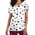 thumbnail image 1 of Fiudx Ofertas y Liquidaciones Blusa de Manga Corta con Cuello En V para Mujer, Uniforme, Blusa con Bolsillos Estampados para El Día de San Valentín, Enfermería, 1 of 5
