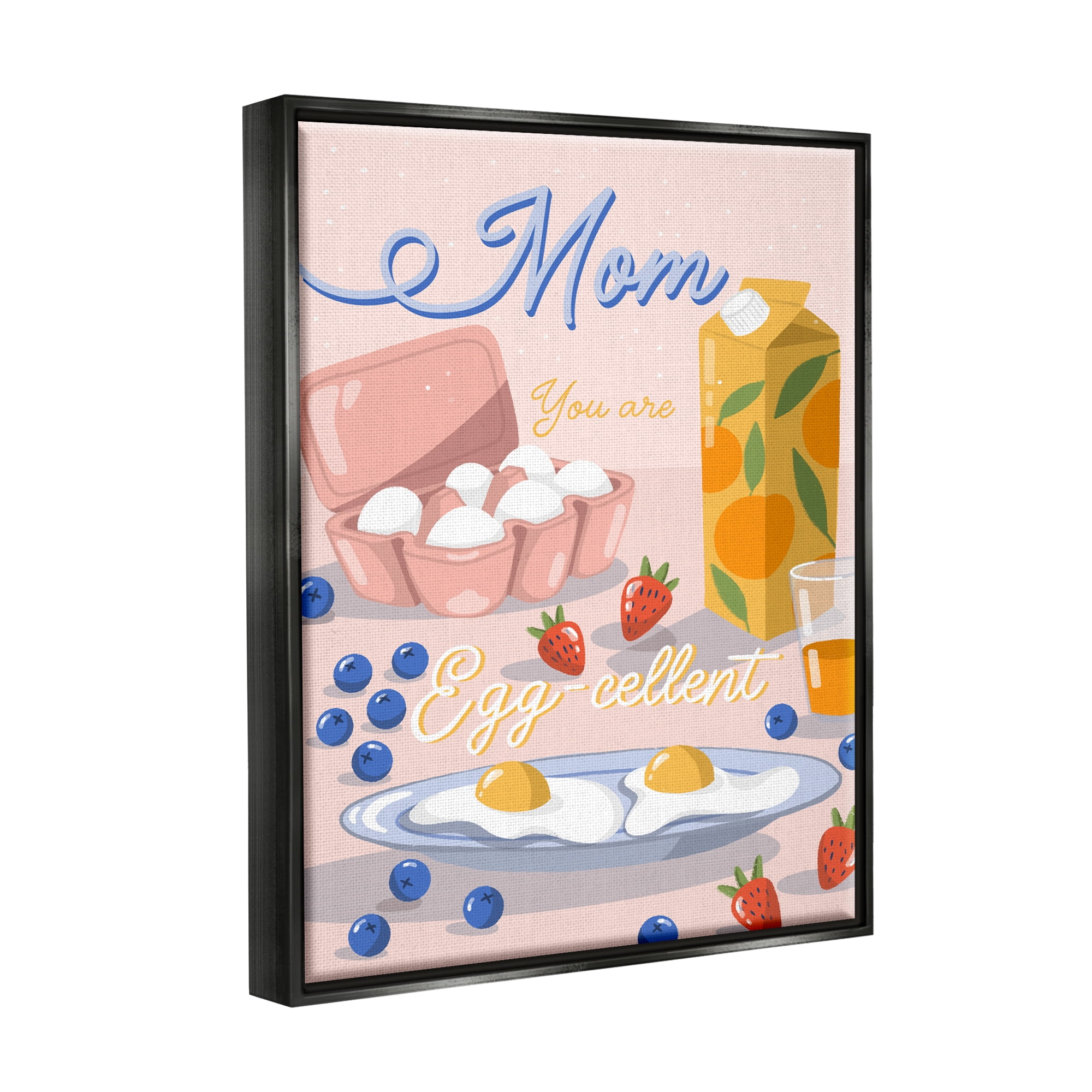 Stupell Industries Mom You Are Egg-cellent Phrase Holiday Painting Black Floater Framed Art Print Wall Art