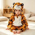 thumbnail image 2 of YunPes Toddler Kids Animal Onesie Cute 3D Hood Soft Flannel Long Sleeve Jumpsuit Zipper Closured Fall Winter Warm Cozy Loungewear, 2 of 5