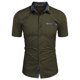 thumbnail image 2 of Men's Summer Solid Color Casual Short Sleeve Shirt Collar Stripe Contrast Fashion Button Shirt 5XL, 2 of 3