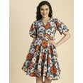 thumbnail image 2 of Moomaya Short Sleeves V Neck Cotton Dress - Women's Stylish Fit And Flare Dress, 2 of 9