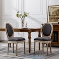 thumbnail image 2 of French Country Dining Chairs Set of 2, Farmhouse Fabric Chairs with Round Back, Beautifully Carved Solid Wood Frame Upholstered Side Chairs for Dining Room Kitchen Restaurant, Grey, 2 of 9