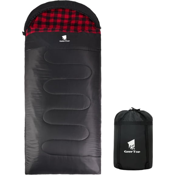 GEERTOP Flannel Sleeping Bags for Adults Big & Tall People Portable Cold Weather Envelope XXL All Seasons Camping Sleeping Bag